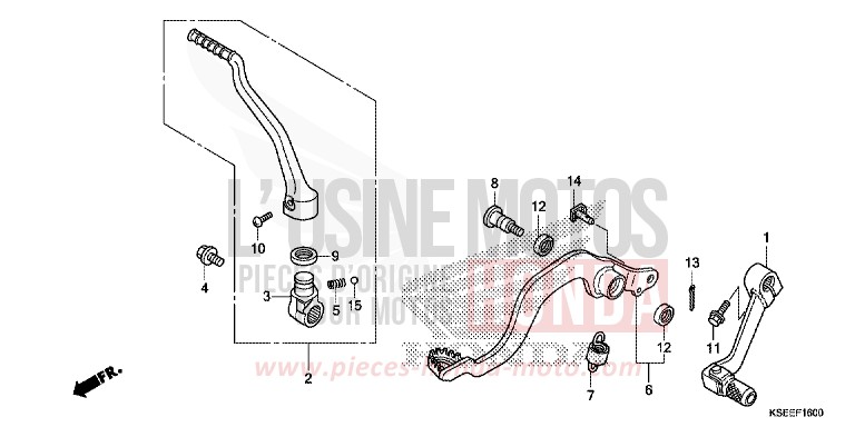 PEDAL/KICK STARTER ARM for CRF150R "Big wheels" EXTREME RED (R292) from 2018